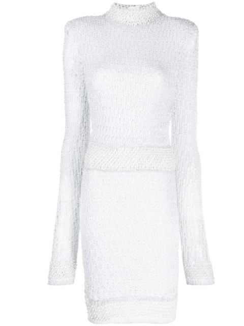 Balmain pearl and sequin embellished knitted dress