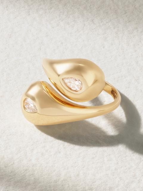 MATEO Twin Water Droplet 14-karat Gold Diamond Ring
