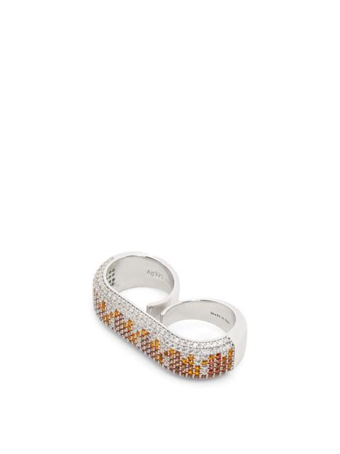 Loewe Double Pavé ring in sterling silver and crystals