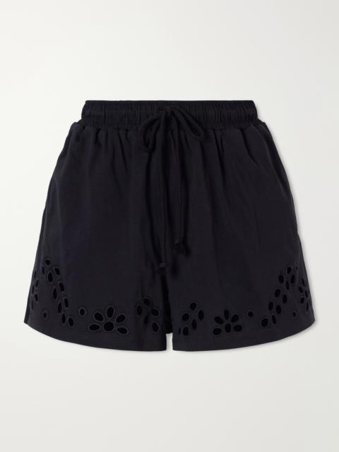 ULLA JOHNSON Vedi Ruffled Broderie Anglaise Organic Cotton-jersey Shorts