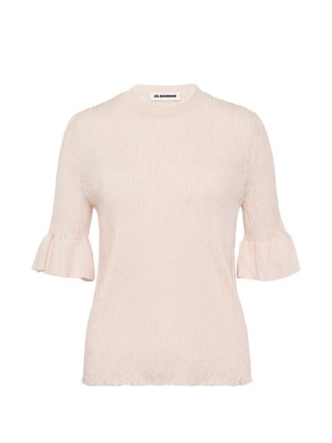 Jil Sander flounce-sleeved metallic T-shirt