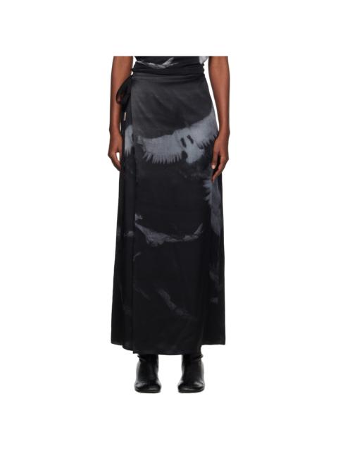 Ann Demeulemeester Black & Gray Oku Printed Wrap Maxi Skirt