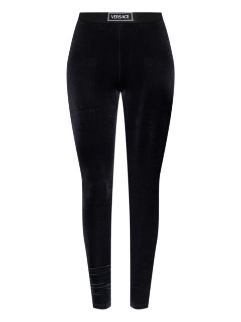 VERSACE logo-band ribbed trousers