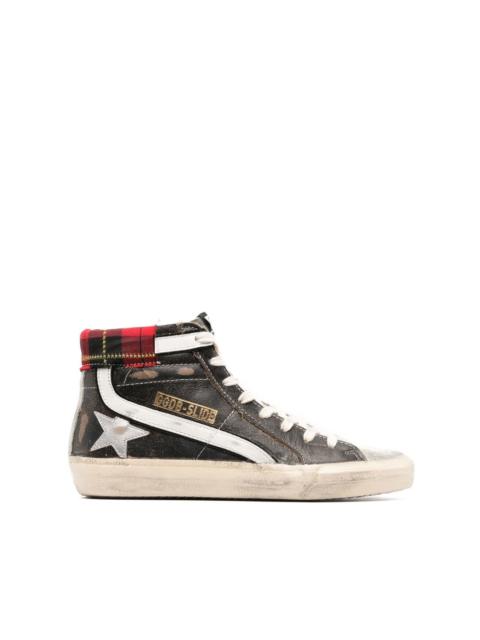 distressed-finish high-top sneakers