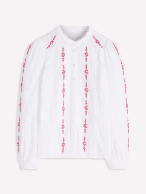 BODEN Rhea Trim Doublecloth Top-White Cherry Blush Floral