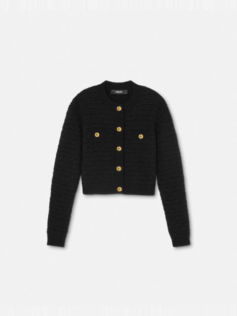 VERSACE Tweed Knit Cardigan Jacket