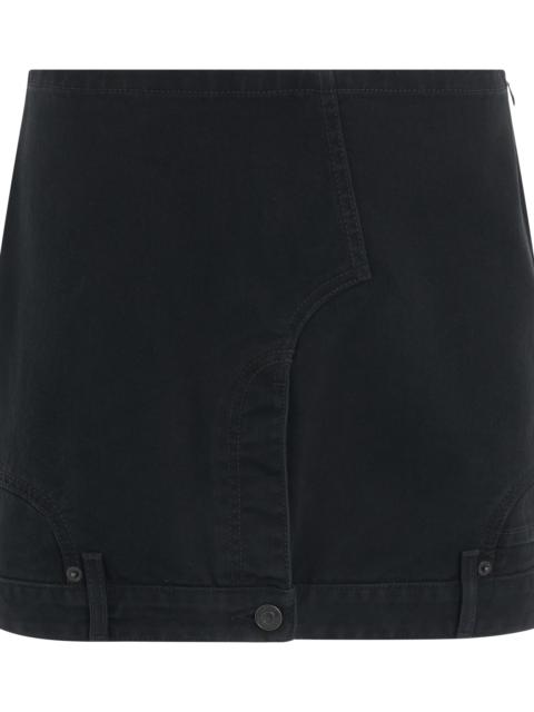 BALENCIAGA Upside Down Denim Mini Skirt in Black