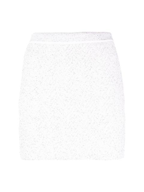 sequin-embellished chevron-knit miniskirt