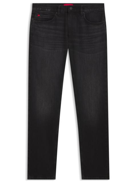 HUGO BLACK SLIM-FIT JEANS IN STRETCH DENIM