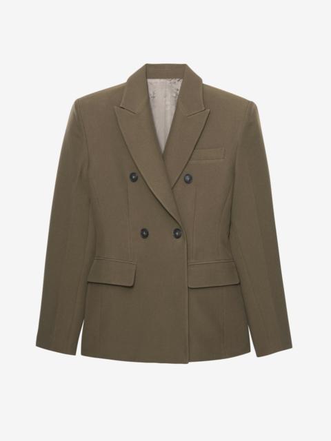 The Frankie Shop Dina Double Breasted Blazer - Khaki