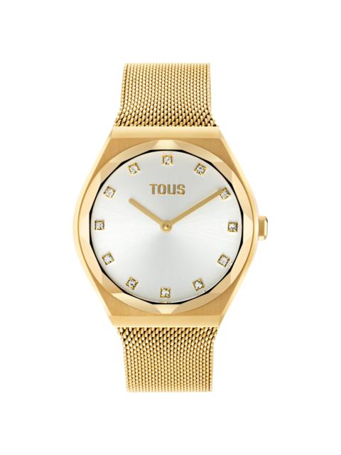 TOUS Analog Watch with gold-colored steel bracelet Karat Round Mesh