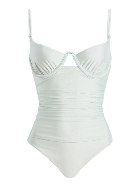 SIMKHAI Laine Ruched One-Piece Swimsuit green