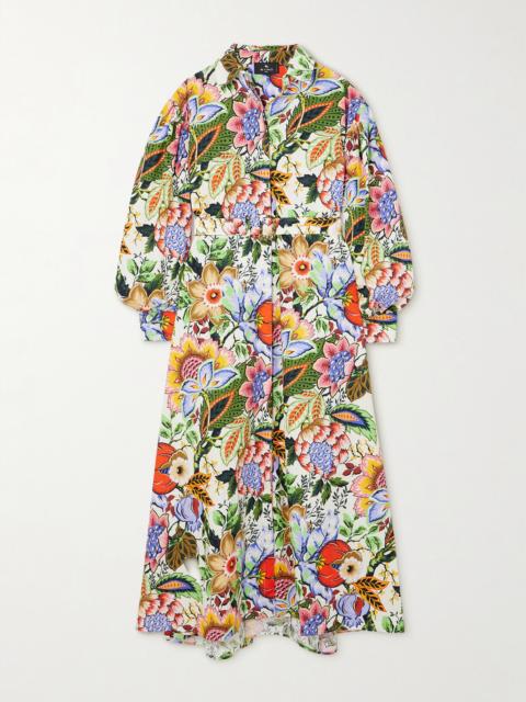 Etro Belted Floral-print Cotton-poplin Maxi Shirt Dress