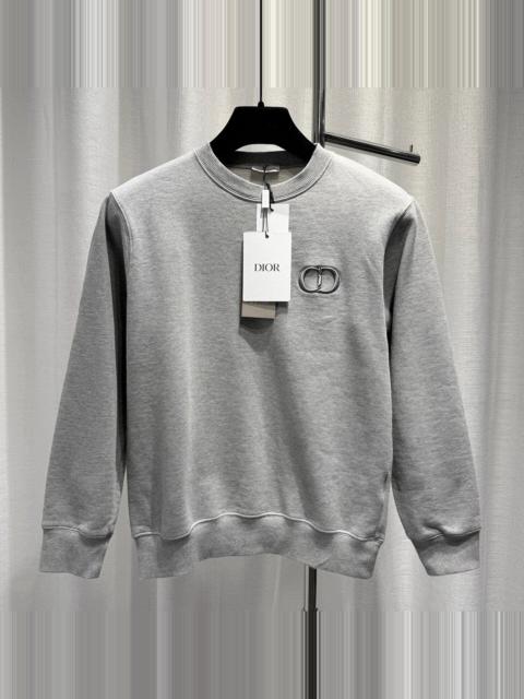 Dior Dior Grey CD Letter Embroidered Combed Cotton Hooded Sweater