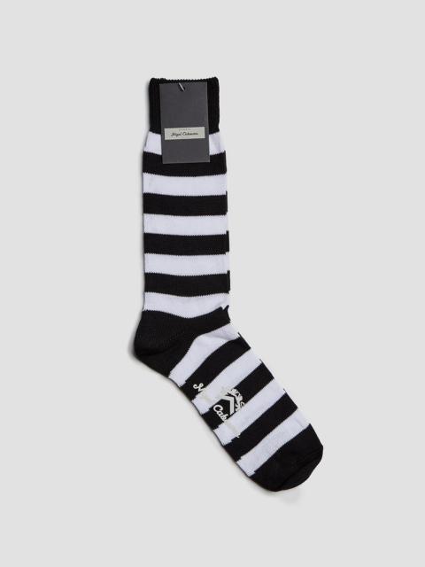 Nigel Cabourn Cotton Stripe Socks in Navy/White