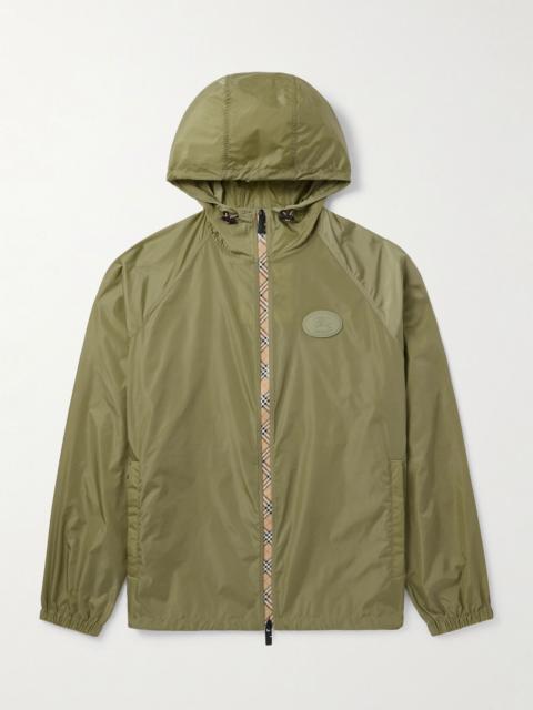 Burberry Logo-Appliquéd Hooded Shell Jacket Green