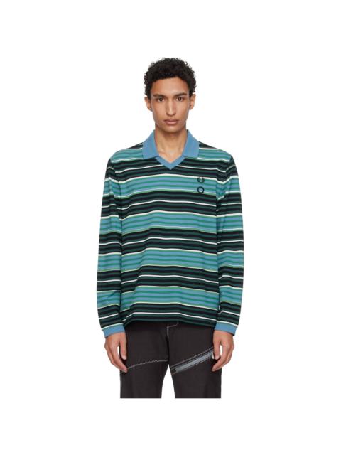 Craig Green Blue Fred Perry Edition Overprint Long Sleeve Henley Polo