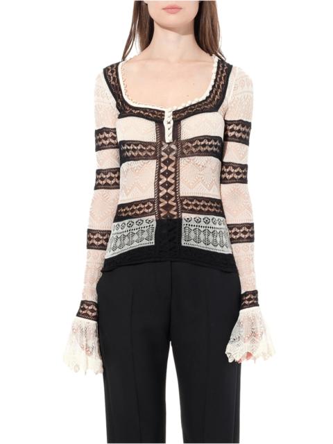 Alexander McQueen Scoop Neck Long Sleeve in Multicolor