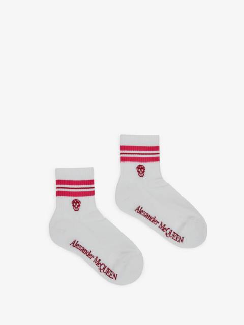 Alexander McQueen Skull Sport Socks in White/pink