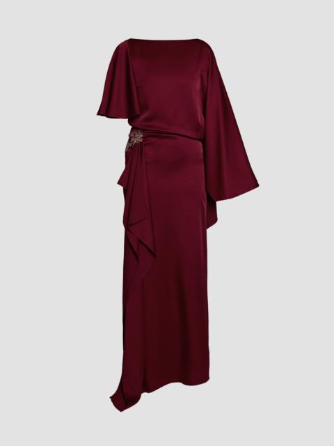 Erdem EMBELLISHED SATIN CADY DRAPED GOWN