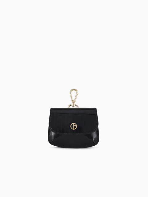 GIORGIO ARMANI La Prima striped, lamé-leather mini charm