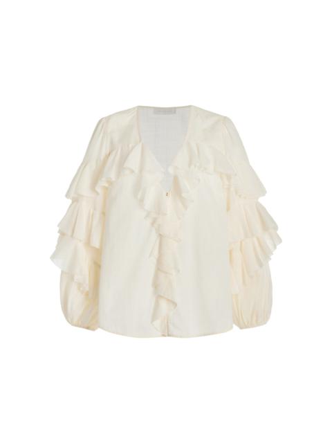 Acacia Ruffled Cotton Top ivory