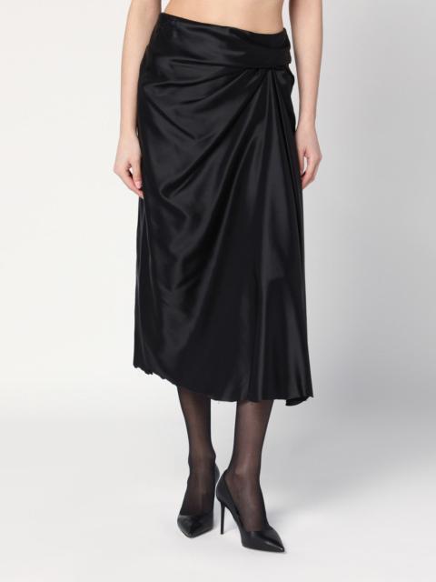BALENCIAGA Draped black skirt in cupro twill