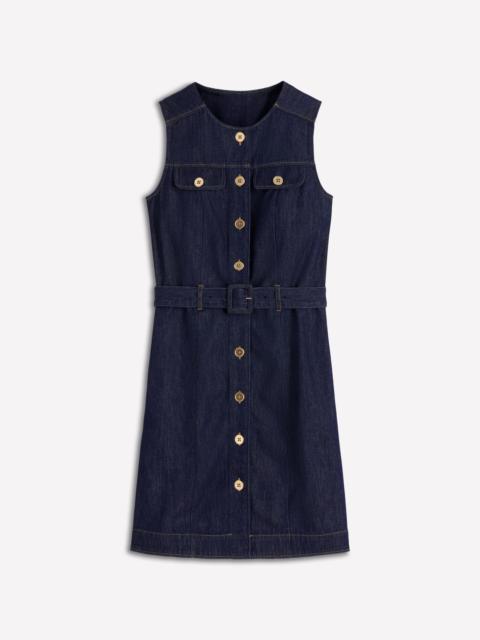 BODEN Short Gold Button Denim Dress-Indigo