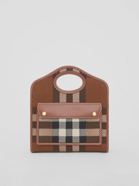 Burberry Mini Knitted Check and Leather Pocket Bag