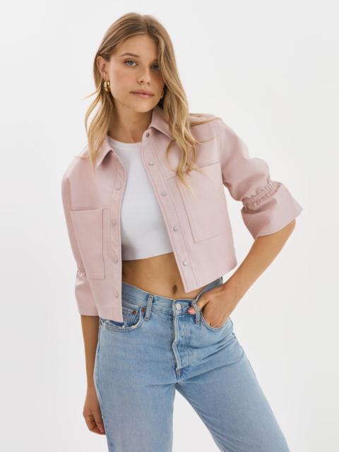 LAMARQUE CAROLINA | Ruffle Sleeve Leather Jacket