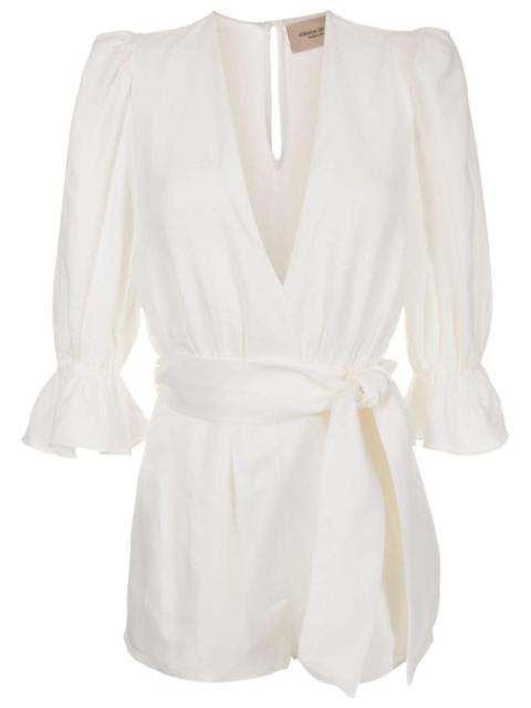 ADRIANA DEGREAS Orquidea Vintage linen-blend playsuit
