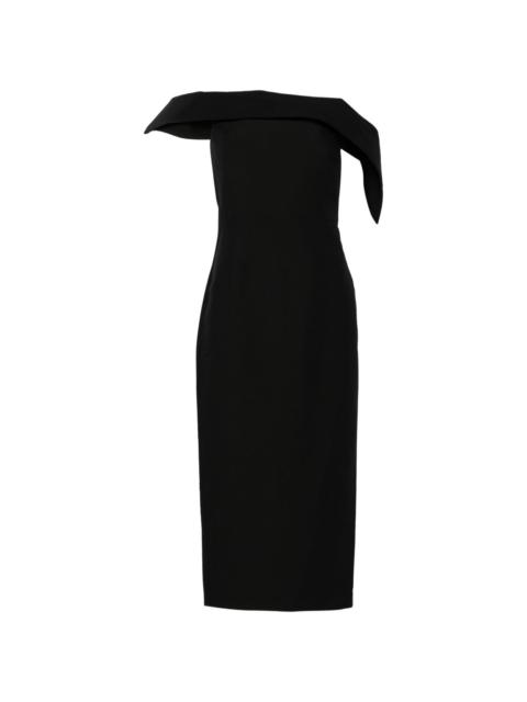 ROLAND MOURET off-shoulder crepe midi dress