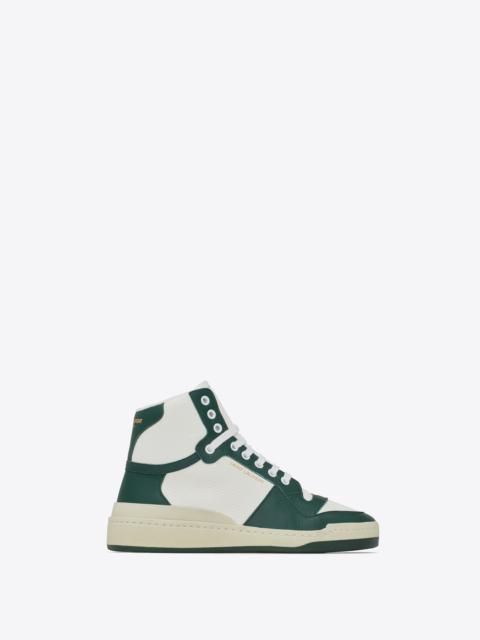 SAINT LAURENT sl/24 mid-top sneakers in smooth and perforated leather