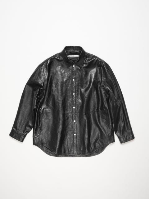 Leather shirt jacket - Black