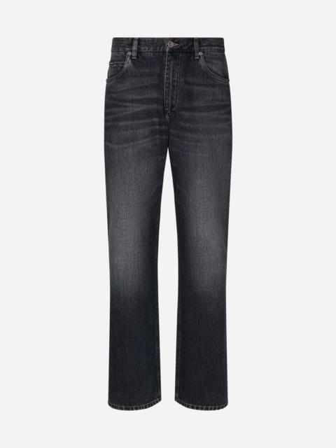 Dolce & Gabbana Oversize blue washed denim jeans