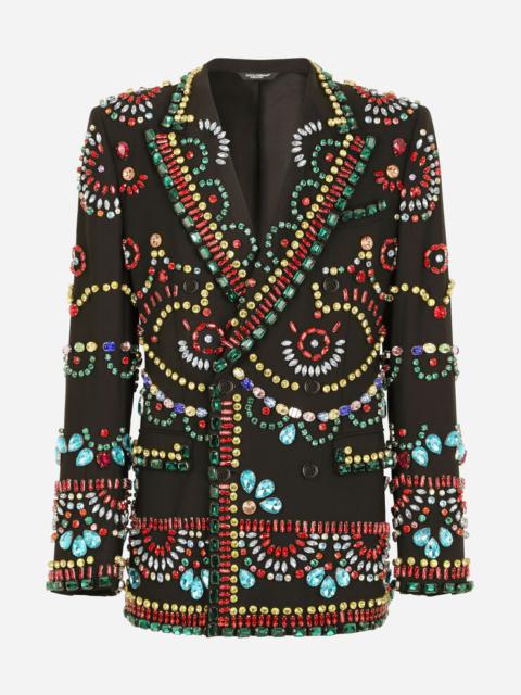 Dolce & Gabbana Double-breasted Sicilia-fit jacket with crystal embellishment