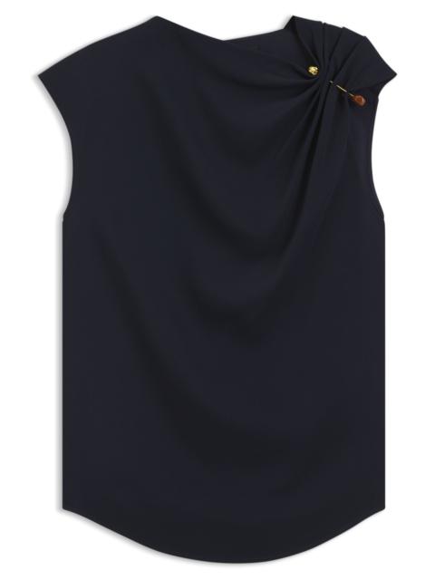 BOSS REGULAR-FIT CREPE BLOUSE WITH A METAL PIN