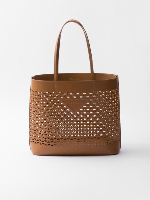 Large perforated leather tote bag