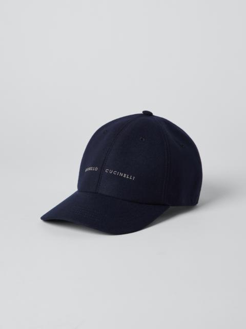 Cashmere and silk lightweight flannel baseball cap with embroidered logo