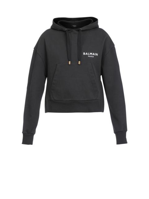 Eco-designed cotton sweatshirt with flocked Balmain logo