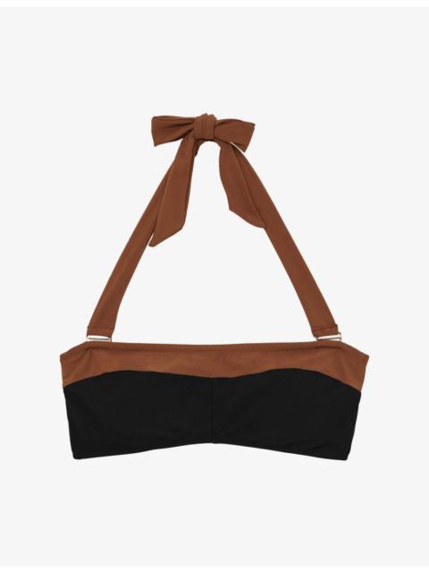 REISS Nala Contrast-Trim Bikini Top