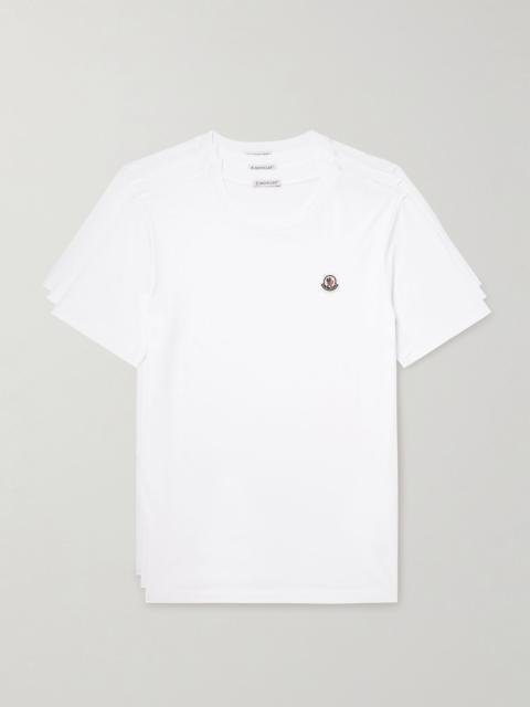 Moncler Three-Pack Logo-Appliquéd Cotton-Jersey T-Shirts White