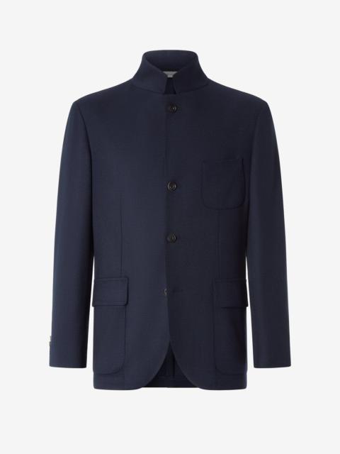 CORNELIANI Navy blue stretch wool and cashmere jacket