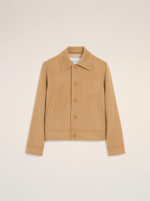 AMI Paris BEIGE BUTTON-DOWN WOOL AND CASHMERE JACKET