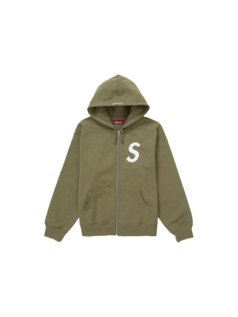 Supreme Supreme S Logo Zip Up Hooded Sweatshirt (FW24) Light Olive