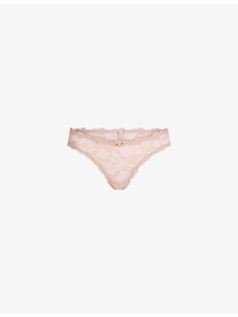SKIMS Dipped Stretch-Lace Thong