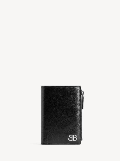 BALENCIAGA Men's Monaco Vertical Folded Card Holder in Black