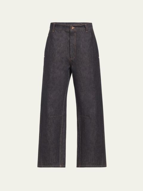 Denim Curbed Leg Pants