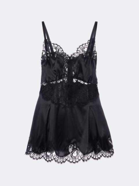 Dolce & Gabbana Lace-trimmed silk and cotton-blend camisole