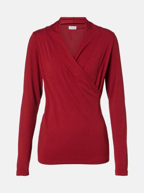 velvet Meri cotton-blend jersey wrap top